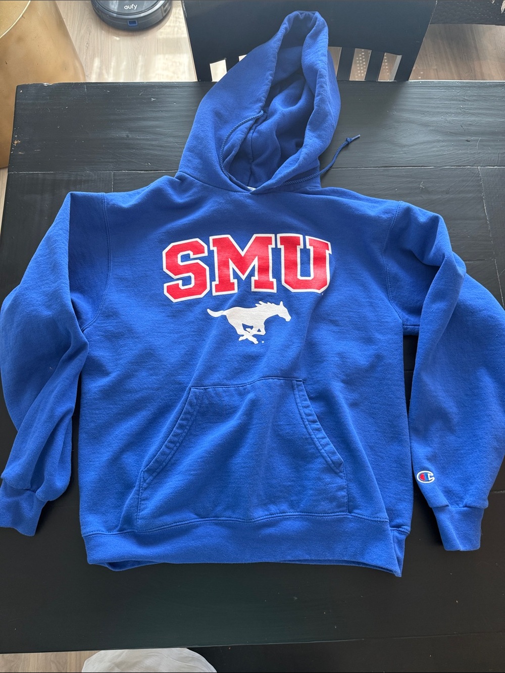 Champion Royal Blue SMU Hooded Pullover with Red White Logo